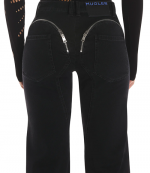 Black Cuffed Zipper Jeans