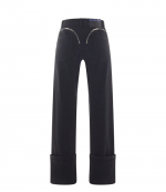 Black Cuffed Zipper Jeans