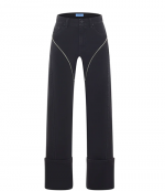 Black Cuffed Zipper Jeans