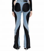 Zipped Bi-Material Jeans