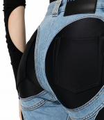 Zipped Bi-Material Jeans