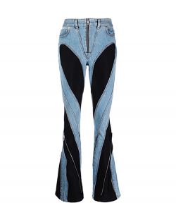 Zipped Bi-Material Jeans