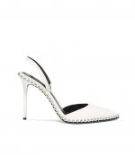 ALEXANDER WANG WHITE SLING BACK SILVER METALIC STUDS