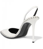 ALEXANDER WANG WHITE SLING BACK SILVER METALIC STUDS