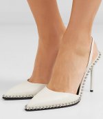 ALEXANDER WANG WHITE SLING BACK SILVER METALIC STUDS