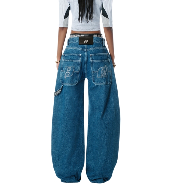 Logo Elastic Prestyle Rounded Deep Blue Jean