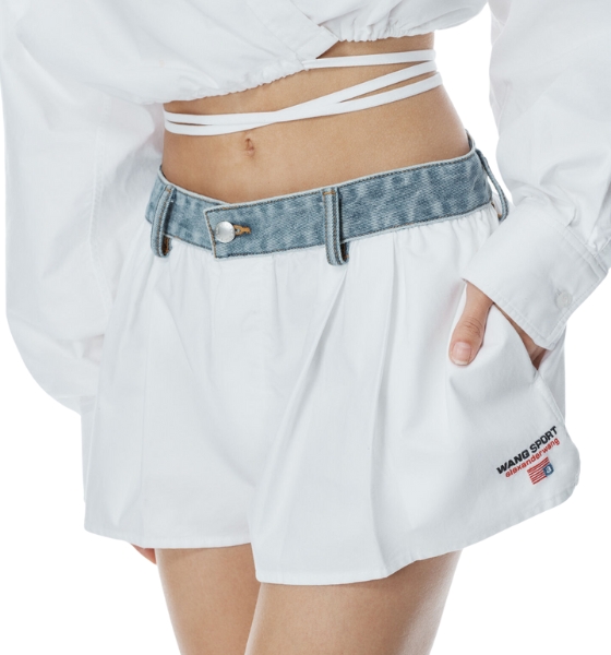 White Denim Waistband Short