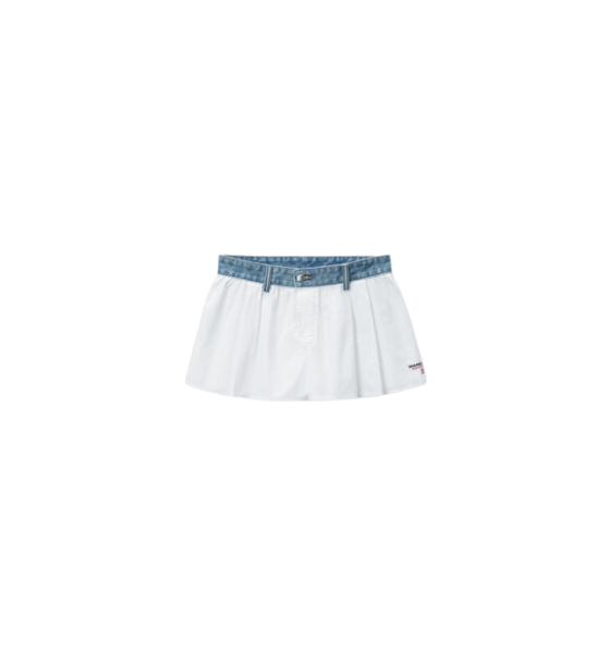 White Denim Waistband Short