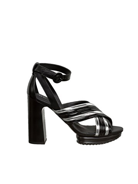 HOGAN HIGH HEEL 353 FASCIA INCRICIATA MIGNON LEATHER SANDALS