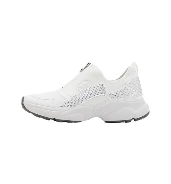 Sami White Rhinestones Zip Trainer