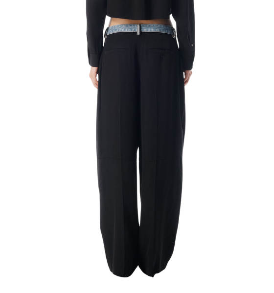 Black Mid Rise Pant W/Denim Waistband
