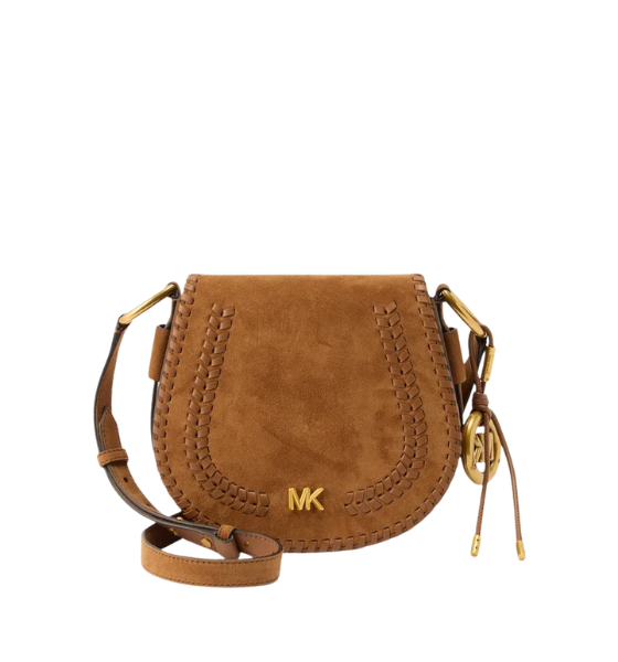 Brown Josie Suede Leather Medium  Saddle Flap Messenger Bag