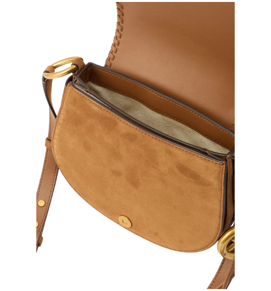 Brown Josie Suede Leather Medium  Saddle Flap Messenger Bag