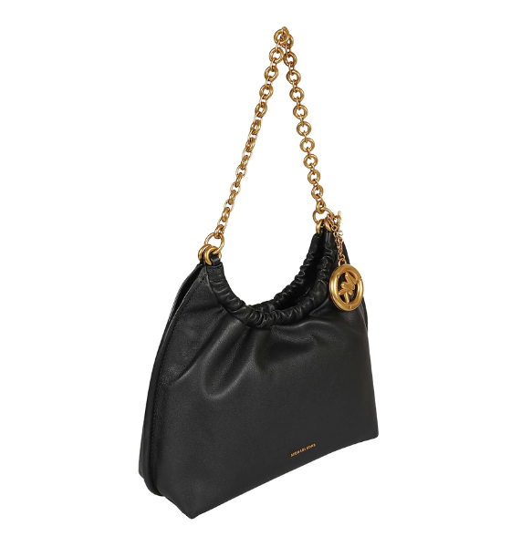 Black Indie Leather Medium Cinch Pouchette Bag