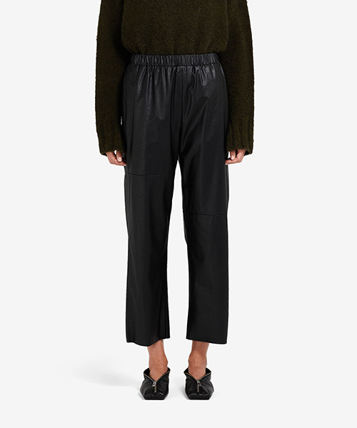 Faux Black Leather Cropped Trousers