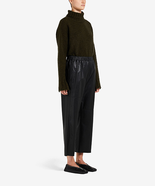 Faux Black Leather Cropped Trousers
