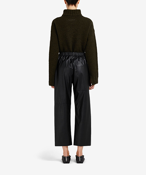 Faux Black Leather Cropped Trousers