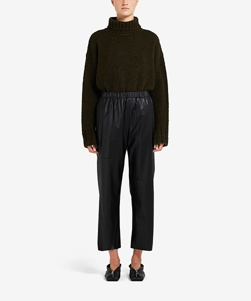 Faux Black Leather Cropped Trousers