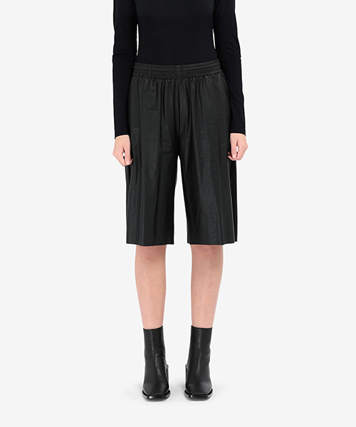 Faux Black Leather Cropped Shorts