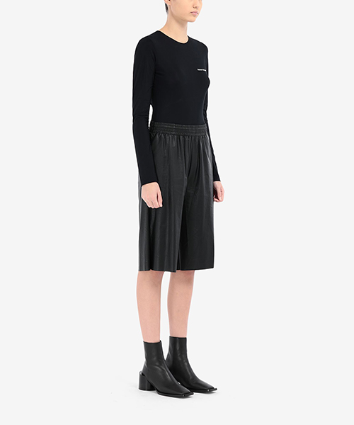 Faux Black Leather Cropped Shorts