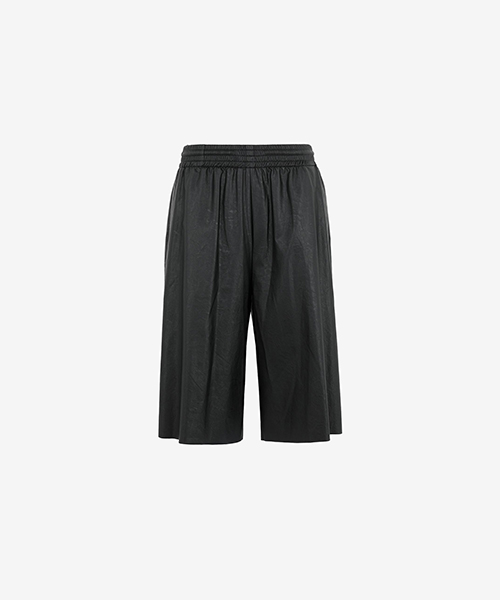 Faux Black Leather Cropped Shorts