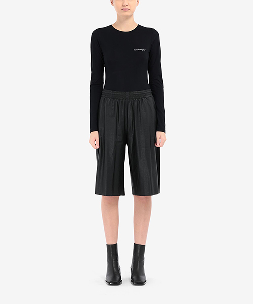 Faux Black Leather Cropped Shorts