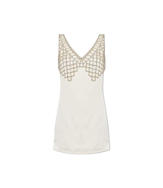 Cream Satin Diamante Bralette Mini Dress