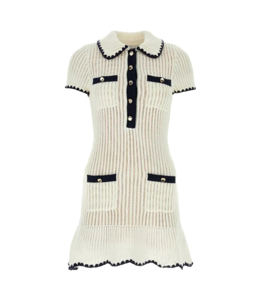 Cream Croshet Collared Mini Dress