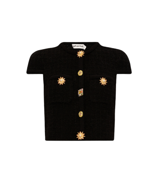 Black Jewel Button Knit Top