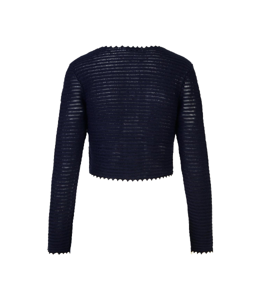 Navy Crochet Contrast Trim Cardigan