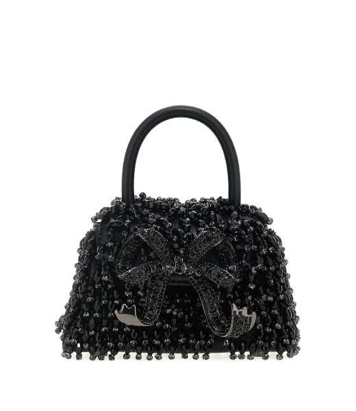 Black Crystal Embrodery Micro Bag