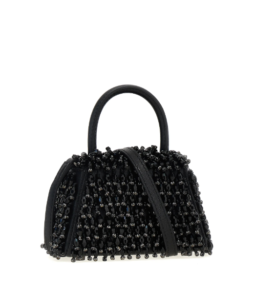 Black Crystal Embrodery Micro Bag