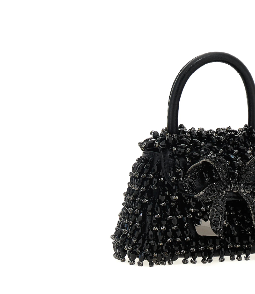 Black Crystal Embrodery Micro Bag