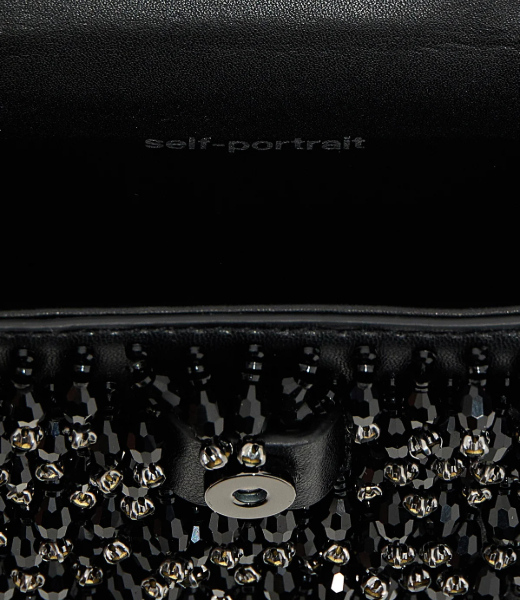 Black Crystal Embrodery Micro Bag