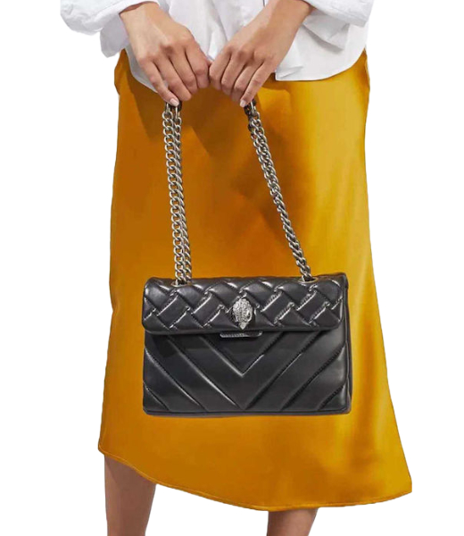 Leather Kensington X Bag Silver Black Shoulderbag