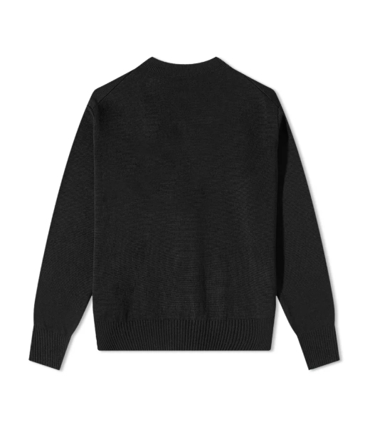 Small Red Ami De Coeur Black Merino Wool Cardigan