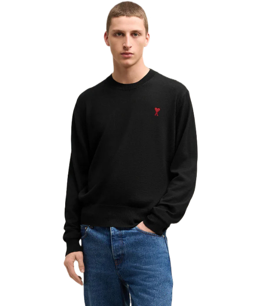 Small Red Ami De Coeur Black Crewneck Sweater