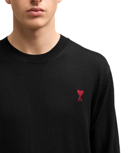 Small Red Ami De Coeur Black Crewneck Sweater