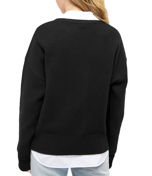 Red Ami De Coeur Black Merino Wool Cardigan