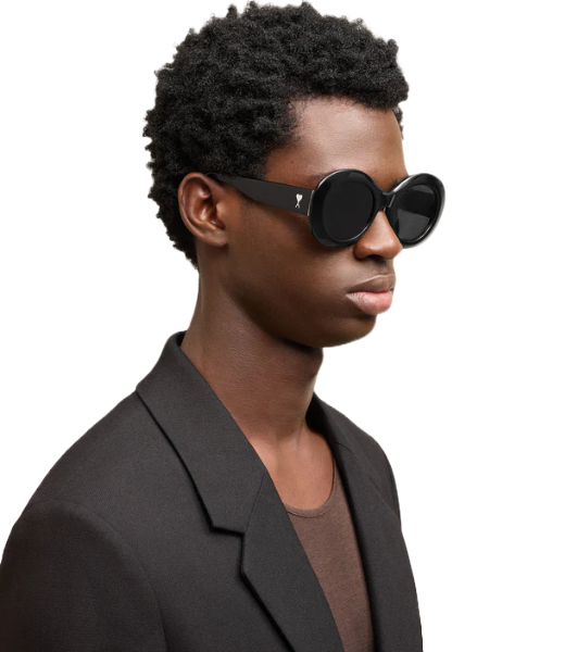 Rounded Ami De Coeur Black Sunglasses