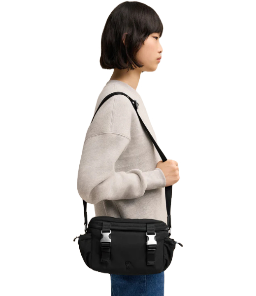 Ami De Coeur Messenger Black Nylon Bag
