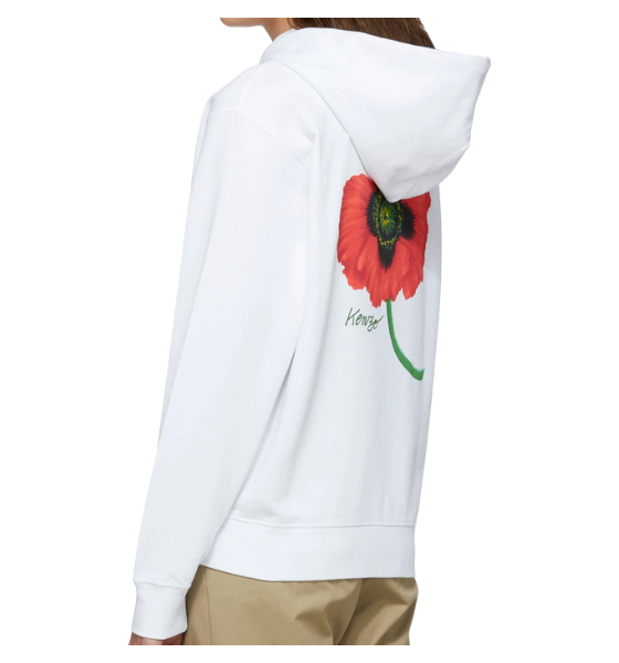 Kenzo Poppy Zip Up White Sweatshirt