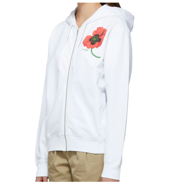 Kenzo Poppy Zip Up White Sweatshirt