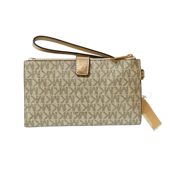 Pale Gold Jet Set Double Zip Wristlet