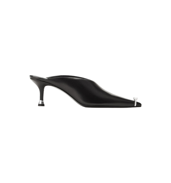 Black Leather Akilita 65mm Ring Mule
