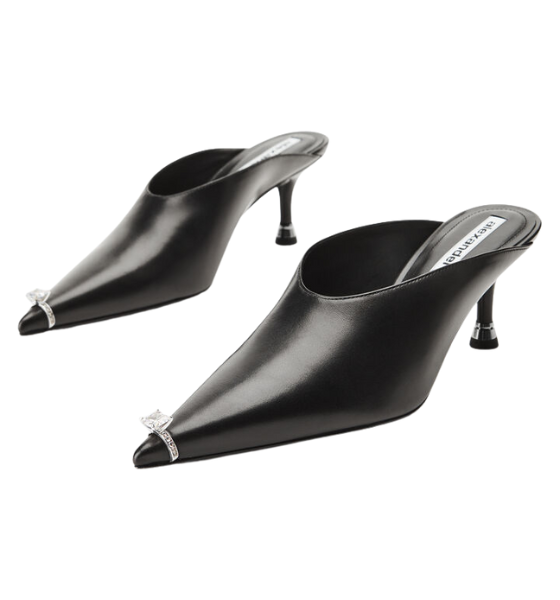 Black Leather Akilita 65mm Ring Mule