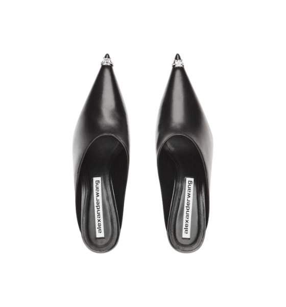 Black Leather Akilita 65mm Ring Mule