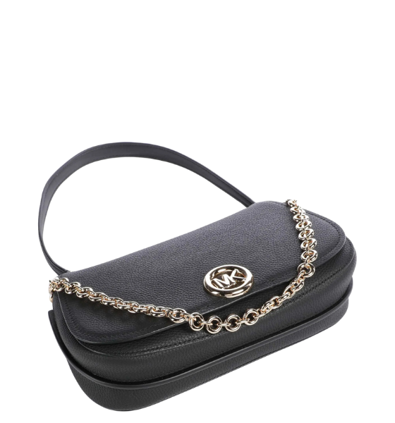 Black Leather Nolita Md Chain Conv Shoulder Bag