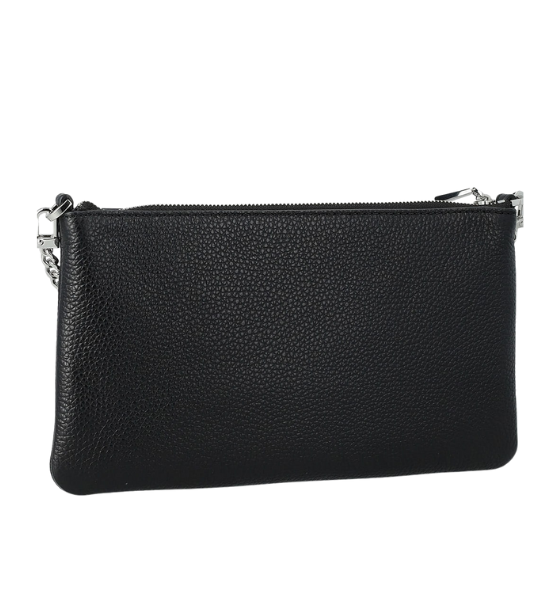 Black Leather Md Pocket Conv Xbody Bag
