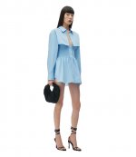 Chambray Blue Smoked Mini Dress With Overshirt